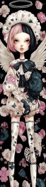 Free angel bookmark featuring pink and black hair angel